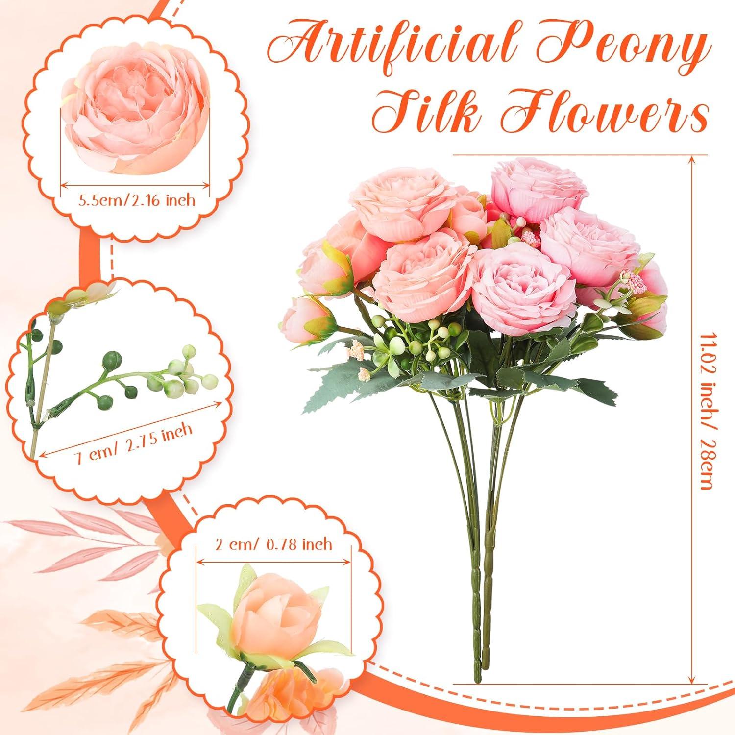 imageGeosar 16 Bundles Artificial Peonies Flowers Fake Silk Peony Bouquet Faux Peonies Flowers Bulk for Decoration Vase Floral Arrangements Wedding Party Table Dusty PinkDusty RosePeach Pink  Light Pink