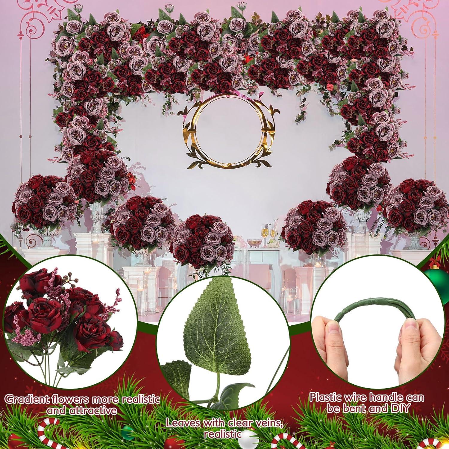 imageGeosar 16 Bundles Artificial Peonies Flowers Fake Silk Peony Bouquet Faux Peonies Flowers Bulk for Decoration Vase Floral Arrangements Wedding Party Table Dusty PinkDusty RoseWine Red  Gray