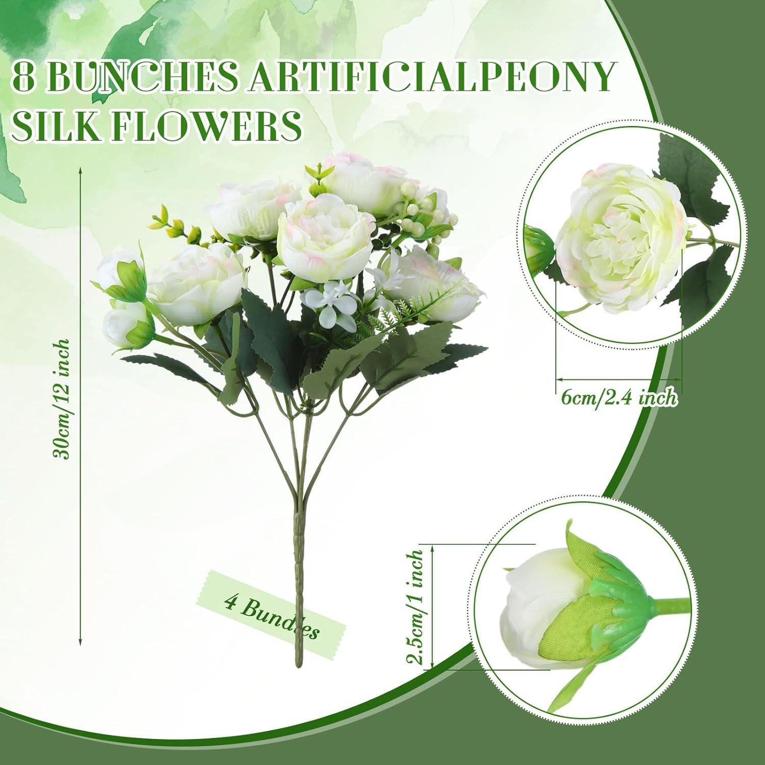 imageGeosar 16 Bundles Artificial Peonies Flowers Fake Silk Peony Bouquet Faux Peonies Flowers Bulk for Decoration Vase Floral Arrangements Wedding Party Table Dusty PinkDusty RoseWhite  Green