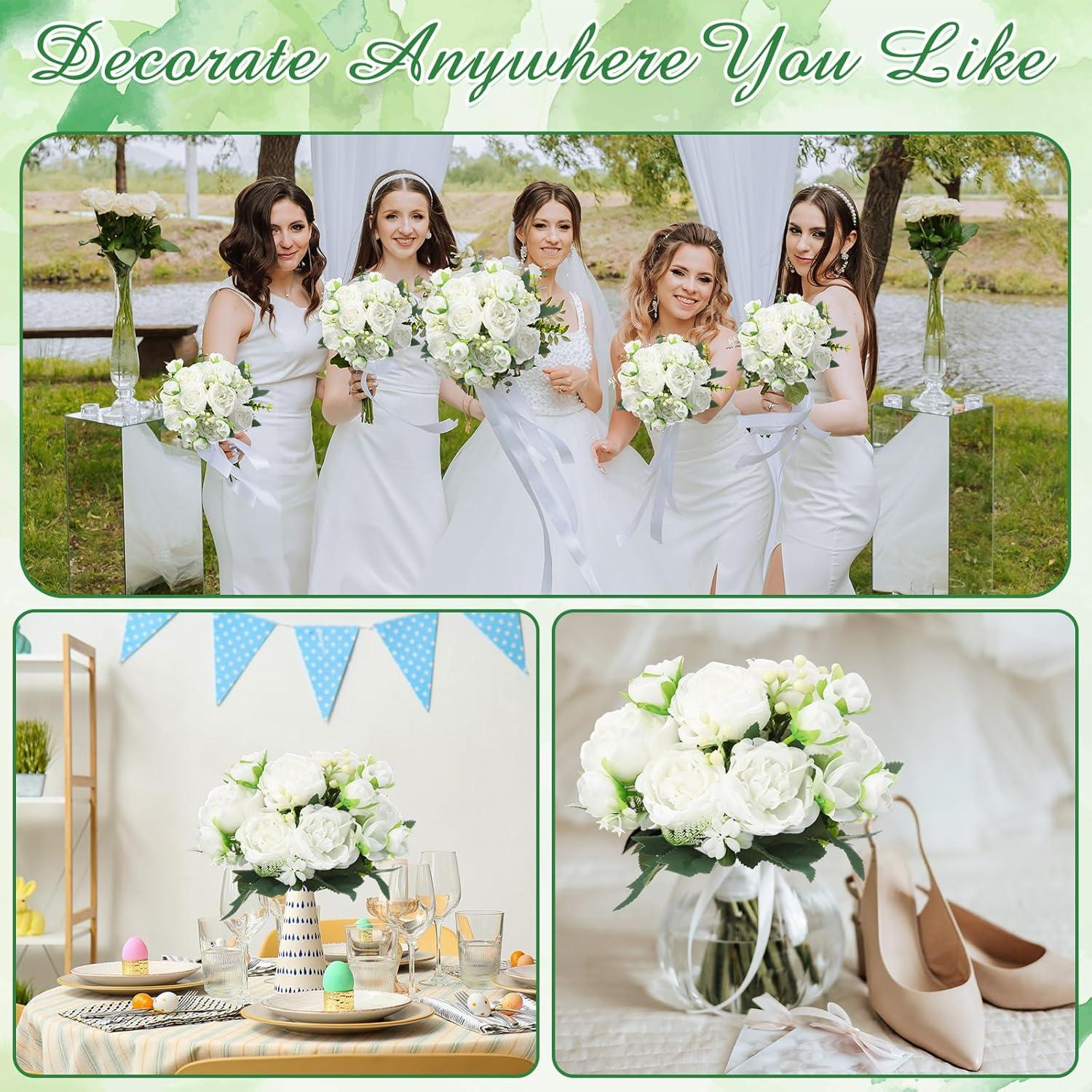 imageGeosar 16 Bundles Artificial Peonies Flowers Fake Silk Peony Bouquet Faux Peonies Flowers Bulk for Decoration Vase Floral Arrangements Wedding Party Table Dusty PinkDusty RoseWhite