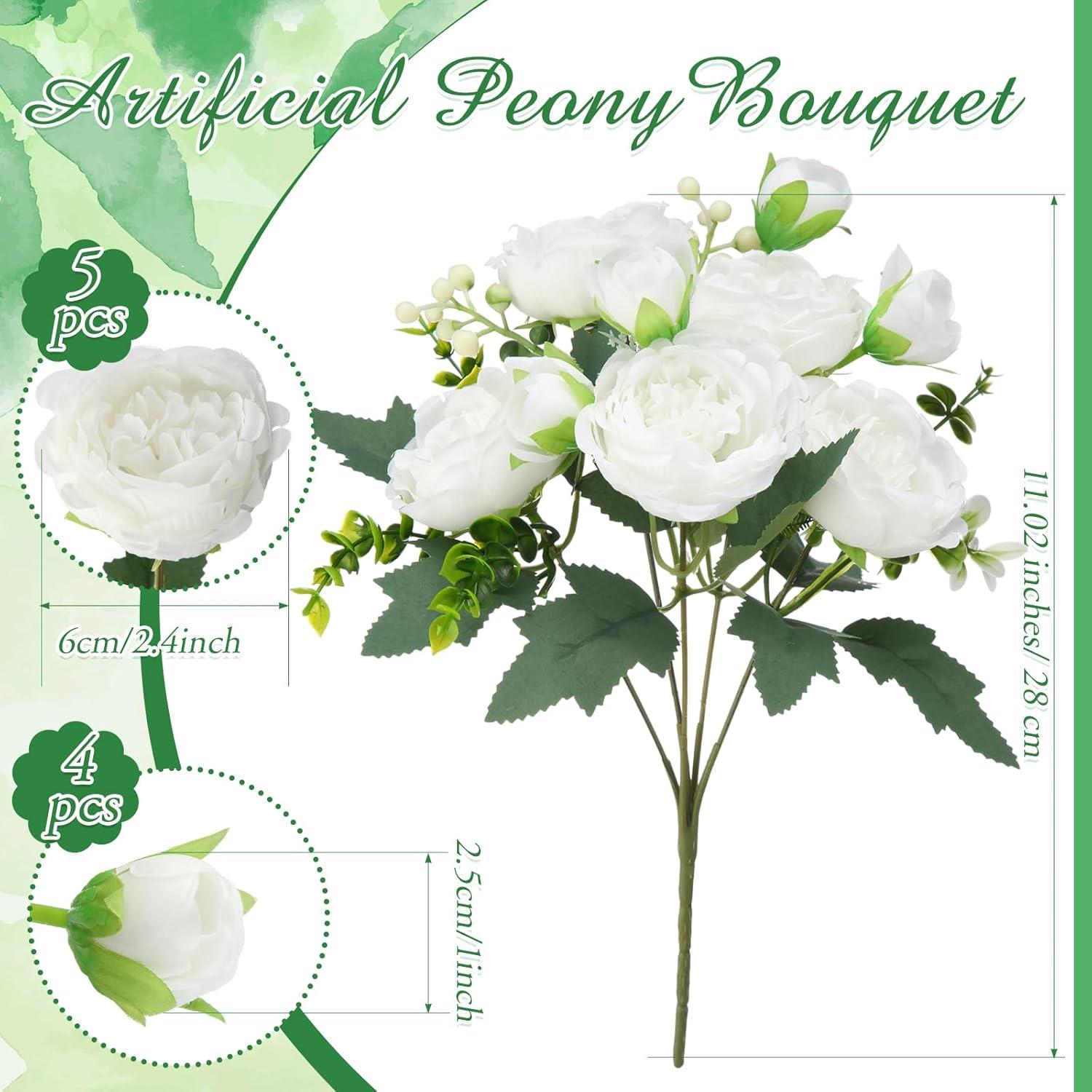 imageGeosar 16 Bundles Artificial Peonies Flowers Fake Silk Peony Bouquet Faux Peonies Flowers Bulk for Decoration Vase Floral Arrangements Wedding Party Table Dusty PinkDusty RoseWhite