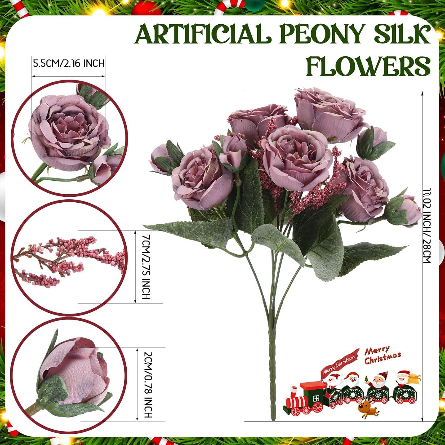 imageGeosar 16 Bundles Artificial Peonies Flowers Fake Silk Peony Bouquet Faux Peonies Flowers Bulk for Decoration Vase Floral Arrangements Wedding Party Table Dusty PinkDusty RoseWine Red  Gray