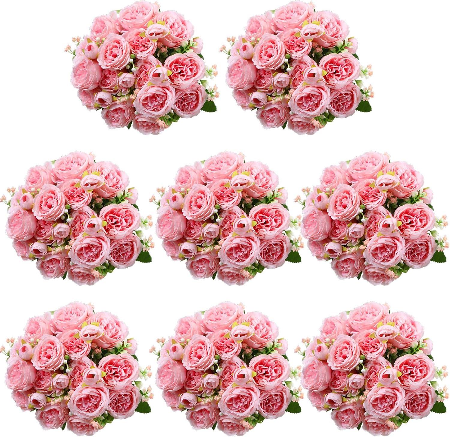 imageGeosar 16 Bundles Artificial Peonies Flowers Fake Silk Peony Bouquet Faux Peonies Flowers Bulk for Decoration Vase Floral Arrangements Wedding Party Table Dusty PinkDusty RosePink