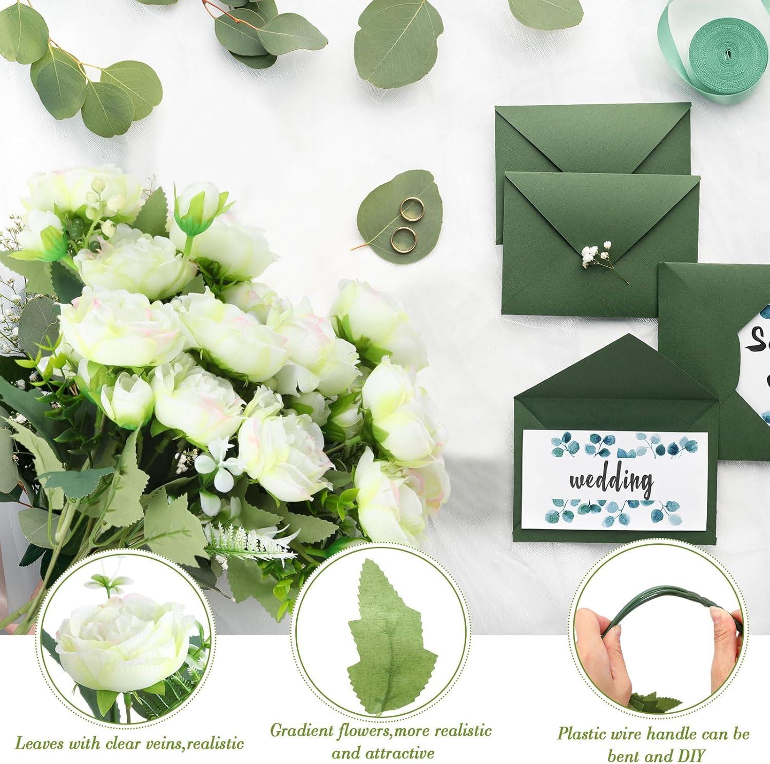 imageGeosar 16 Bundles Artificial Peonies Flowers Fake Silk Peony Bouquet Faux Peonies Flowers Bulk for Decoration Vase Floral Arrangements Wedding Party Table Dusty PinkDusty RoseGreen