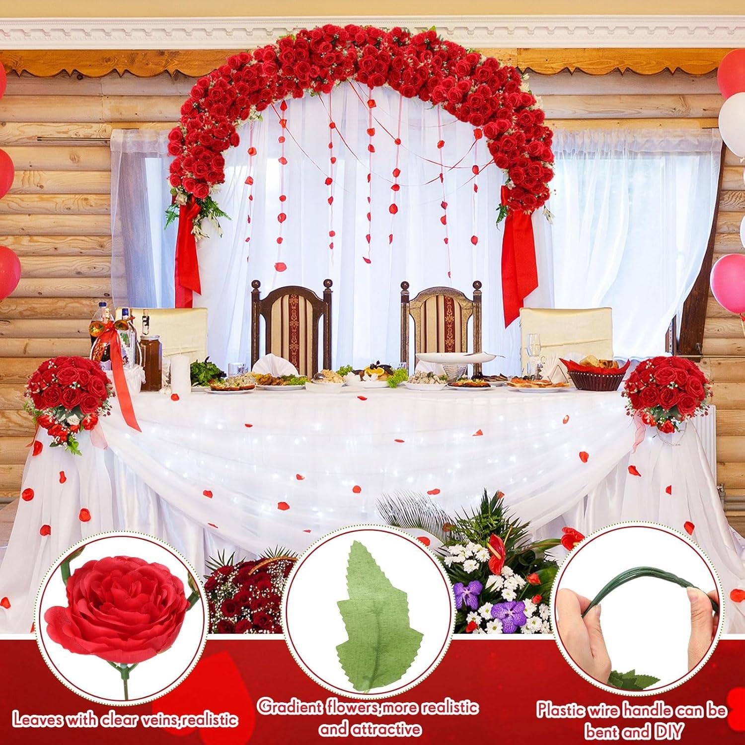 imageGeosar 16 Bundles Artificial Peonies Flowers Fake Silk Peony Bouquet Faux Peonies Flowers Bulk for Decoration Vase Floral Arrangements Wedding Party Table Dusty PinkDusty RoseBright Red