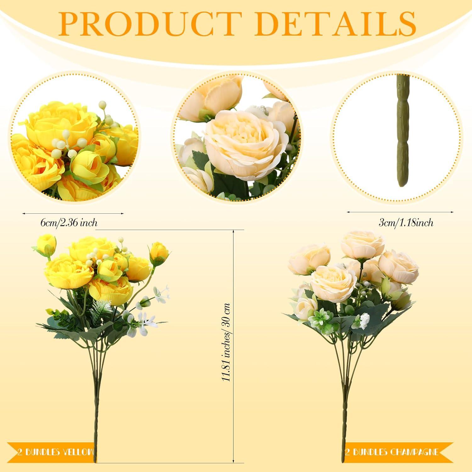 imageGeosar 16 Bundles Artificial Peonies Flowers Fake Silk Peony Bouquet Faux Peonies Flowers Bulk for Decoration Vase Floral Arrangements Wedding Party Table Dusty PinkDusty RoseYellow  Champagne