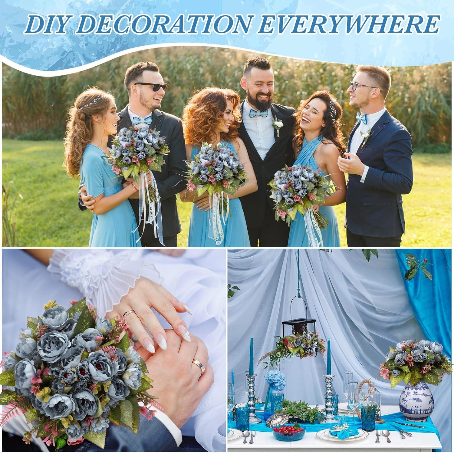 imageGeosar 16 Bundles Artificial Peonies Flowers Fake Silk Peony Bouquet Faux Peonies Flowers Bulk for Decoration Vase Floral Arrangements Wedding Party Table Dusty PinkDusty RoseBlue