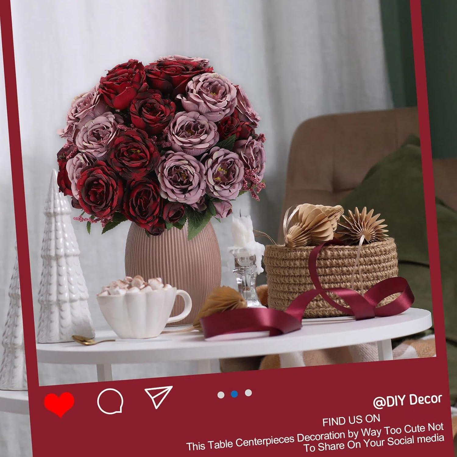 imageGeosar 16 Bundles Artificial Peonies Flowers Fake Silk Peony Bouquet Faux Peonies Flowers Bulk for Decoration Vase Floral Arrangements Wedding Party Table Dusty PinkDusty RoseWine Red  Gray