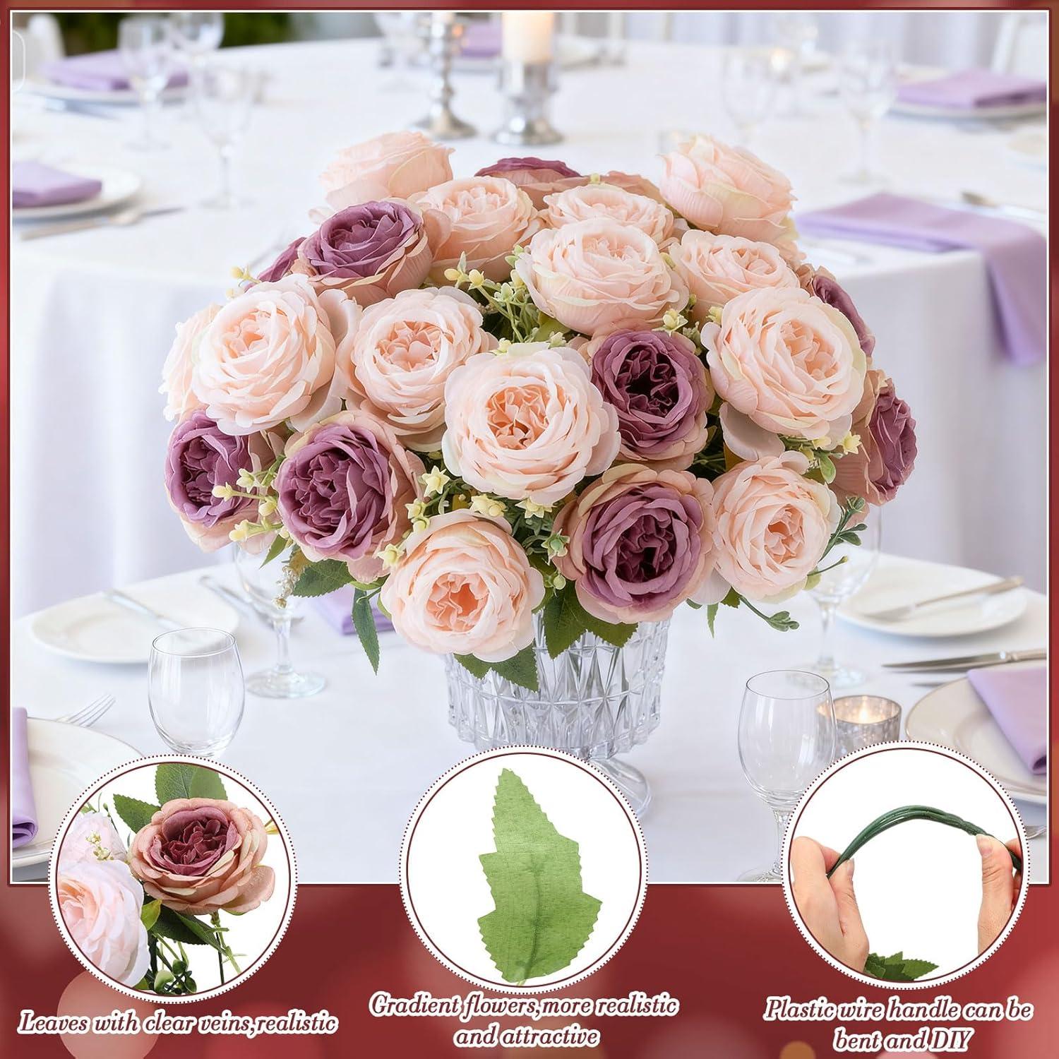 imageGeosar 16 Bundles Artificial Peonies Flowers Fake Silk Peony Bouquet Faux Peonies Flowers Bulk for Decoration Vase Floral Arrangements Wedding Party Table Dusty PinkDusty RoseDusty Rose