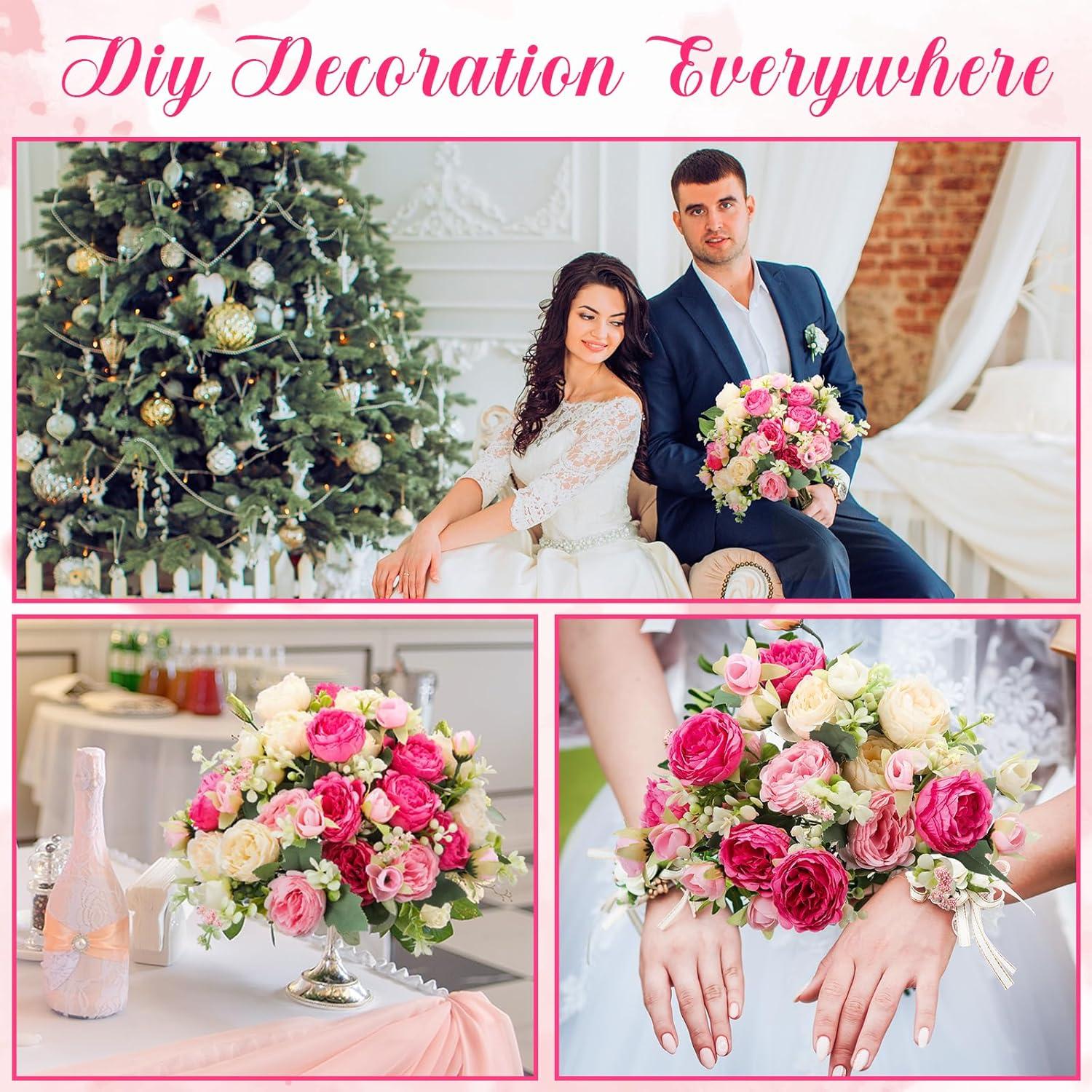 imageGeosar 16 Bundles Artificial Peonies Flowers Fake Silk Peony Bouquet Faux Peonies Flowers Bulk for Decoration Vase Floral Arrangements Wedding Party Table Dusty PinkDusty RoseBright Color