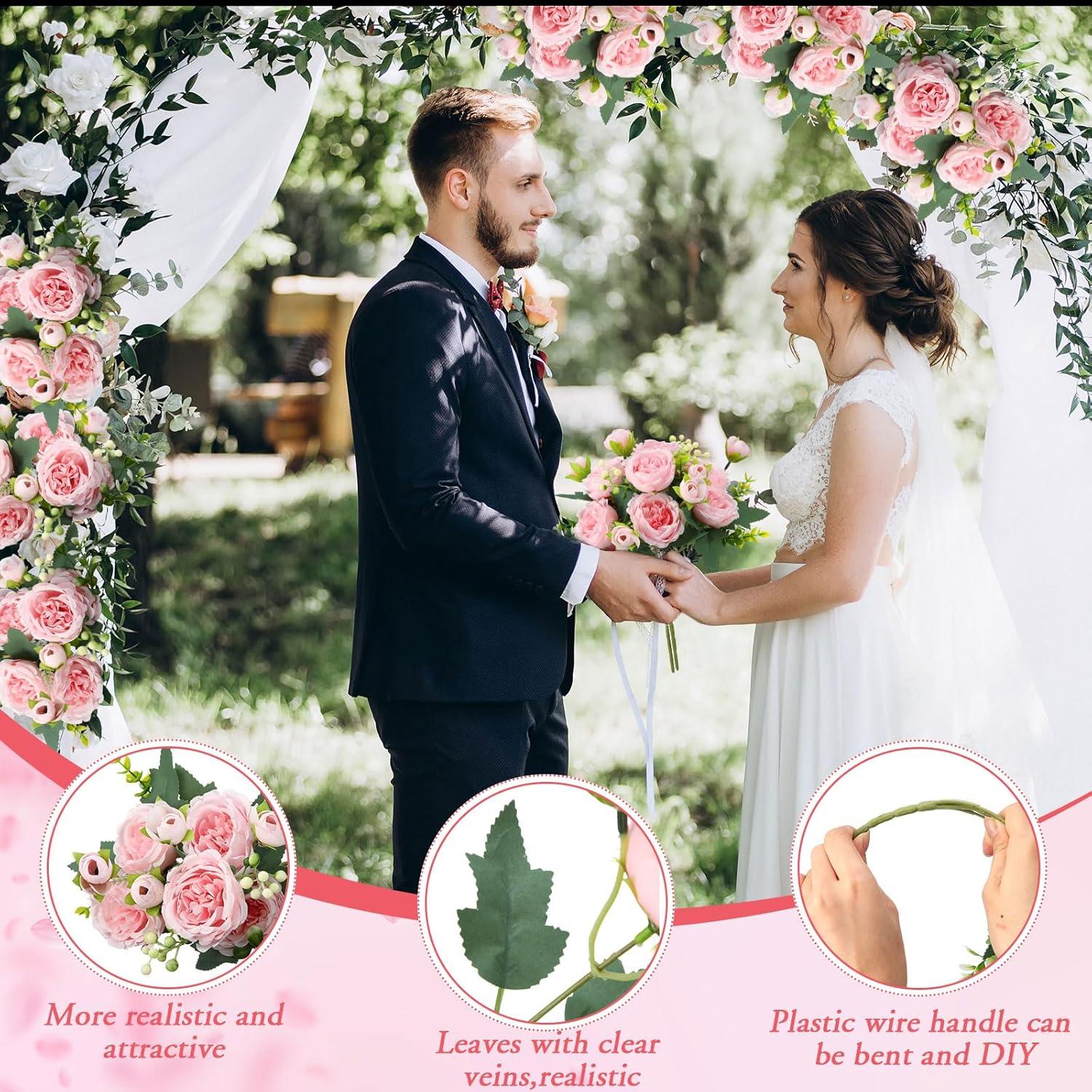 imageGeosar 16 Bundles Artificial Peonies Flowers Fake Silk Peony Bouquet Faux Peonies Flowers Bulk for Decoration Vase Floral Arrangements Wedding Party Table Dusty PinkDusty RosePink