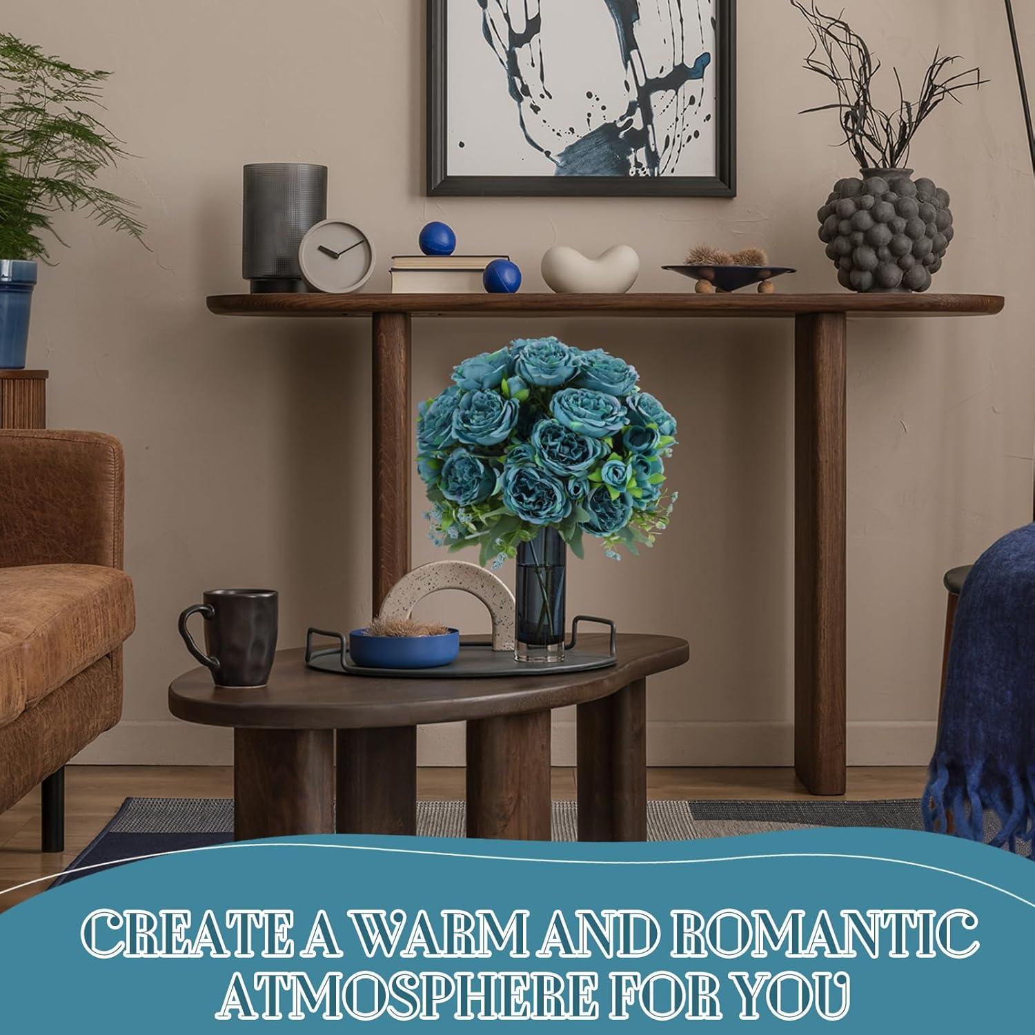 imageGeosar 16 Bundles Artificial Peonies Flowers Fake Silk Peony Bouquet Faux Peonies Flowers Bulk for Decoration Vase Floral Arrangements Wedding Party Table Dusty PinkDusty RoseTeal