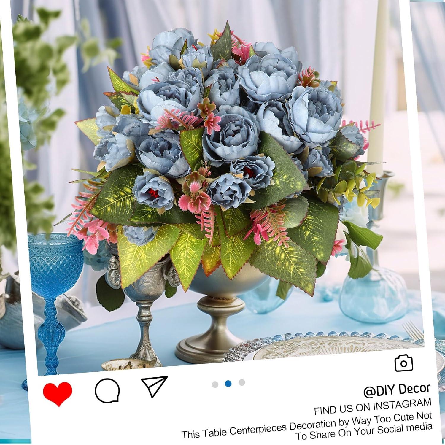 imageGeosar 16 Bundles Artificial Peonies Flowers Fake Silk Peony Bouquet Faux Peonies Flowers Bulk for Decoration Vase Floral Arrangements Wedding Party Table Dusty PinkDusty RoseBlue