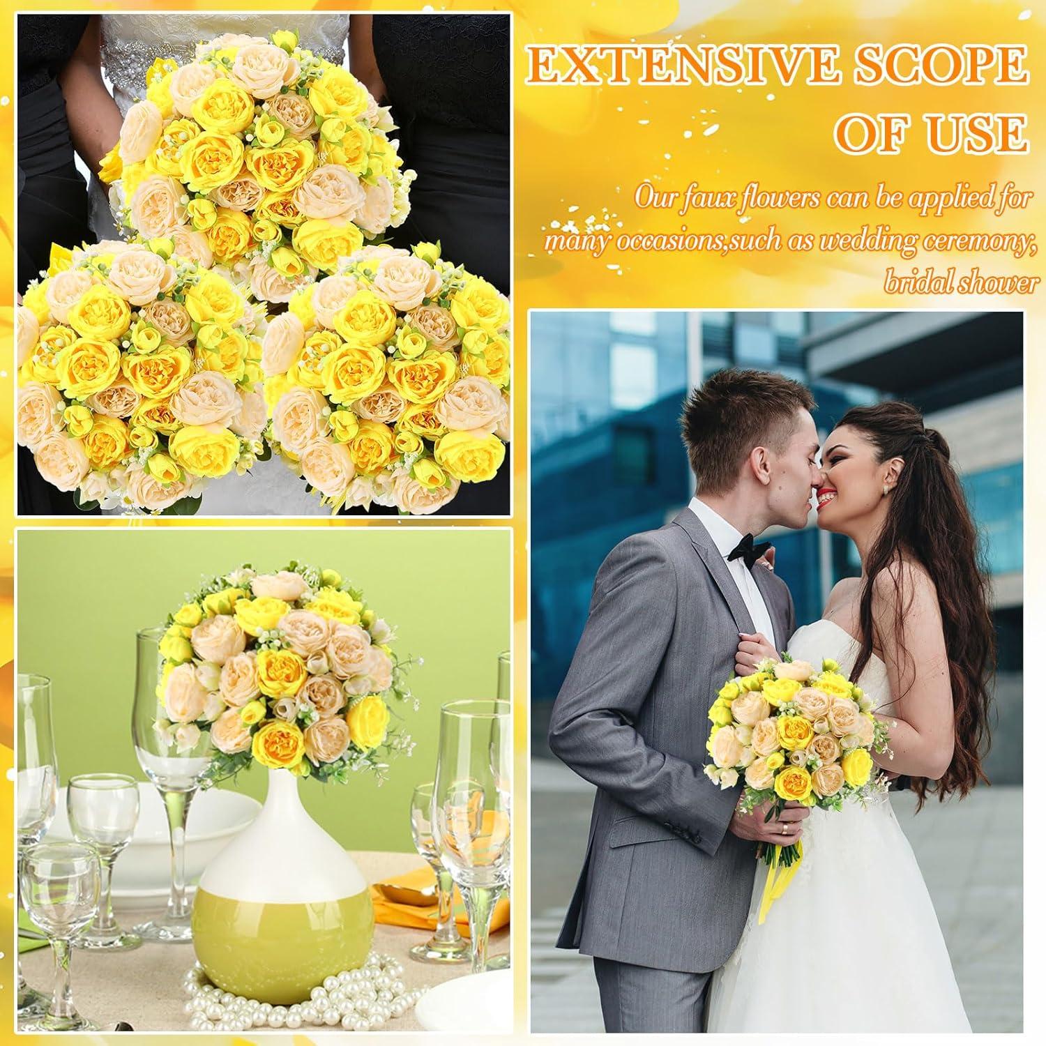 imageGeosar 16 Bundles Artificial Peonies Flowers Fake Silk Peony Bouquet Faux Peonies Flowers Bulk for Decoration Vase Floral Arrangements Wedding Party Table Dusty PinkDusty RoseYellow  Champagne