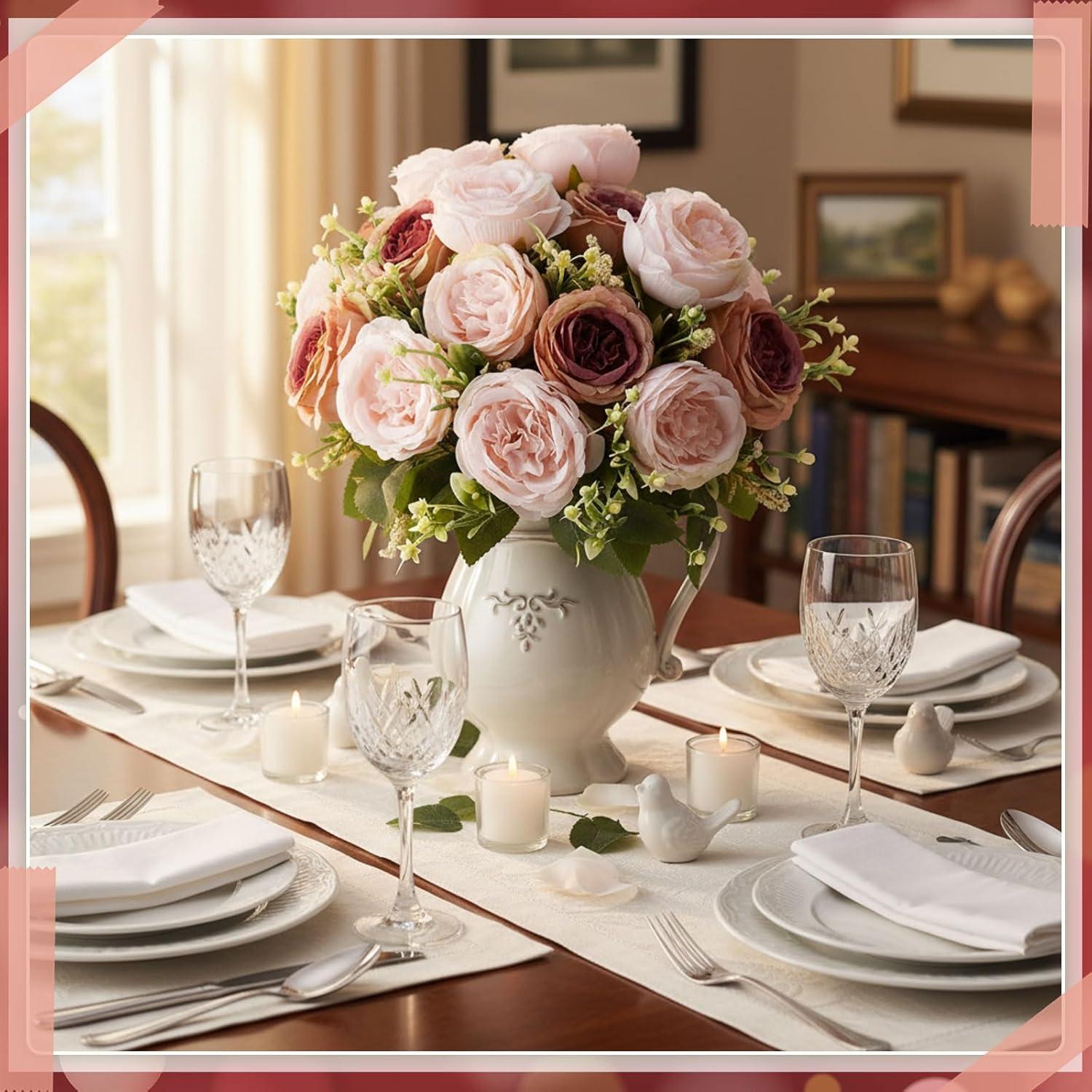 imageGeosar 16 Bundles Artificial Peonies Flowers Fake Silk Peony Bouquet Faux Peonies Flowers Bulk for Decoration Vase Floral Arrangements Wedding Party Table Dusty PinkDusty RoseDusty Rose