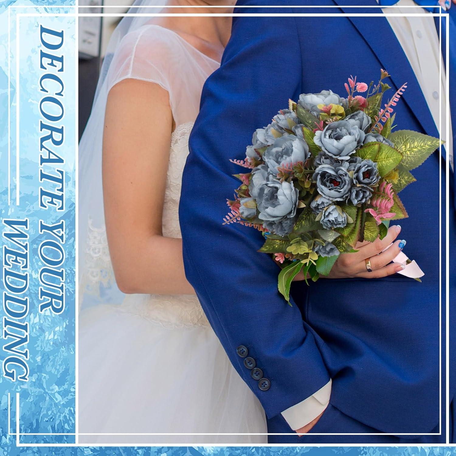 imageGeosar 16 Bundles Artificial Peonies Flowers Fake Silk Peony Bouquet Faux Peonies Flowers Bulk for Decoration Vase Floral Arrangements Wedding Party Table Dusty PinkDusty RoseBlue