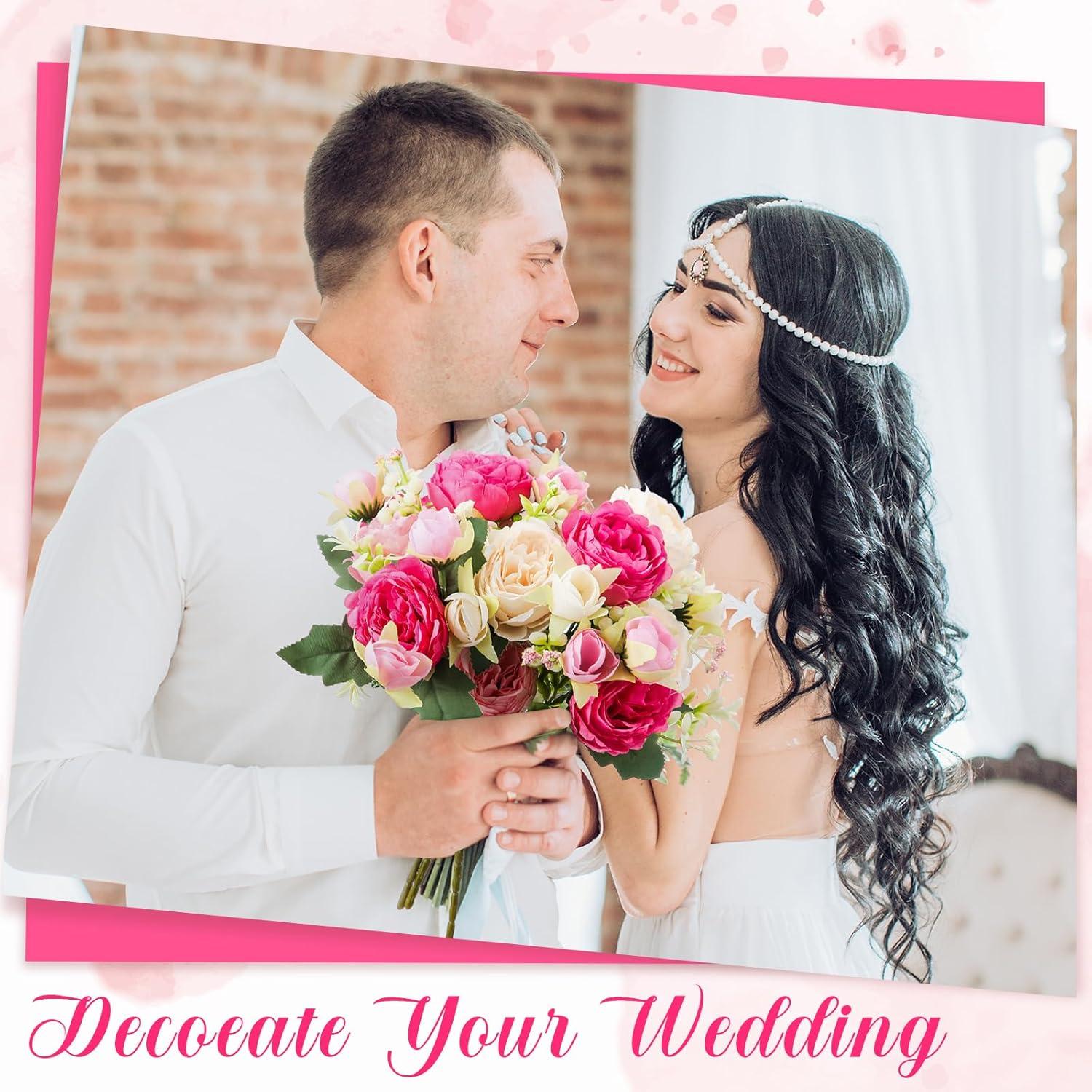 imageGeosar 16 Bundles Artificial Peonies Flowers Fake Silk Peony Bouquet Faux Peonies Flowers Bulk for Decoration Vase Floral Arrangements Wedding Party Table Dusty PinkDusty RoseBright Color