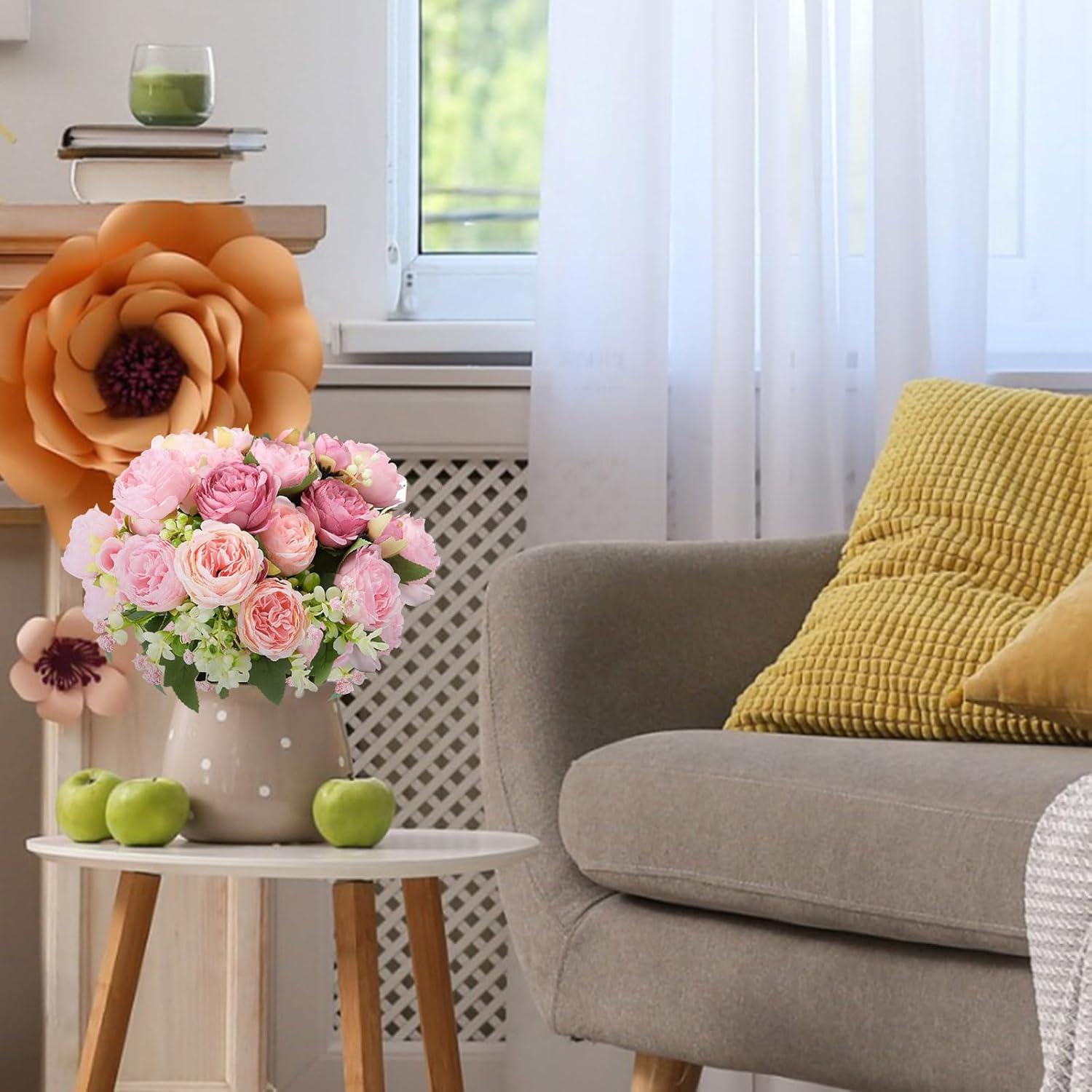 imageGeosar 16 Bundles Artificial Peonies Flowers Fake Silk Peony Bouquet Faux Peonies Flowers Bulk for Decoration Vase Floral Arrangements Wedding Party Table Dusty PinkDusty RoseRusset Red  Light Pink