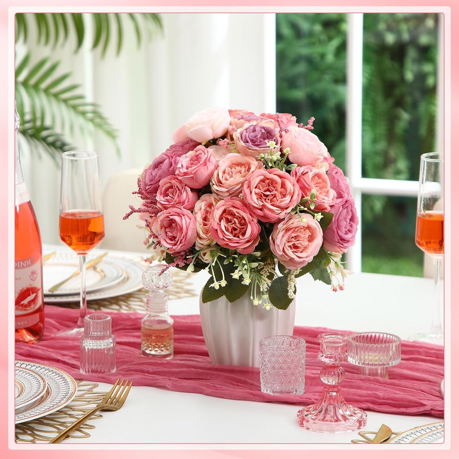 imageGeosar 16 Bundles Artificial Peonies Flowers Fake Silk Peony Bouquet Faux Peonies Flowers Bulk for Decoration Vase Floral Arrangements Wedding Party Table Dusty PinkDusty RosePink Lavender