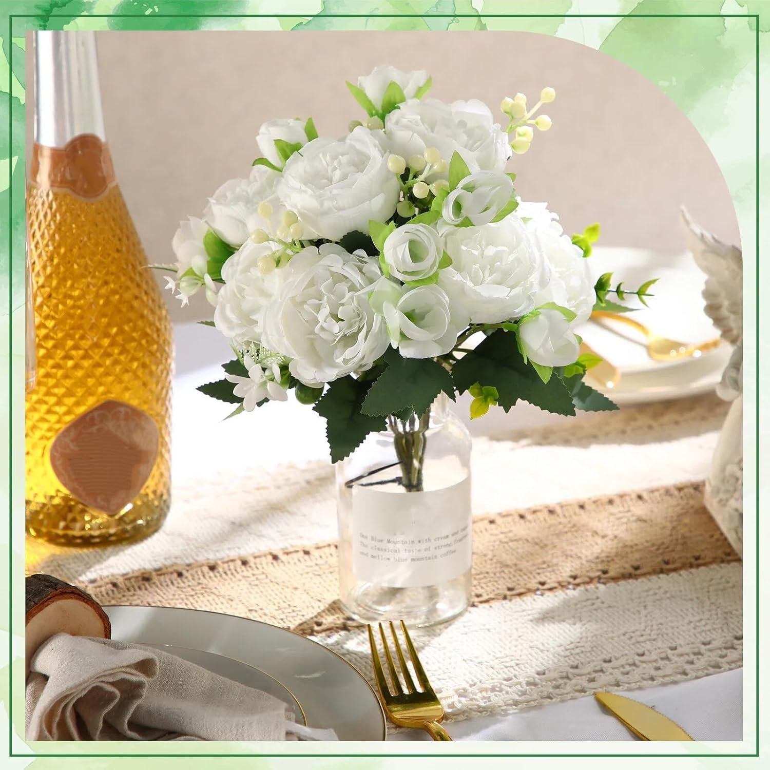 imageGeosar 16 Bundles Artificial Peonies Flowers Fake Silk Peony Bouquet Faux Peonies Flowers Bulk for Decoration Vase Floral Arrangements Wedding Party Table Dusty PinkDusty RoseWhite