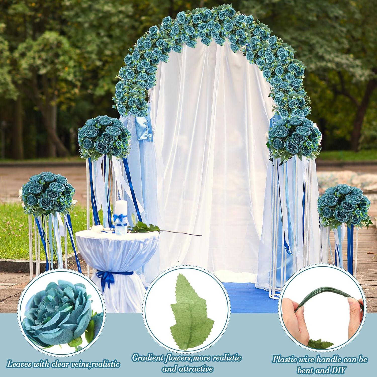 imageGeosar 16 Bundles Artificial Peonies Flowers Fake Silk Peony Bouquet Faux Peonies Flowers Bulk for Decoration Vase Floral Arrangements Wedding Party Table Dusty PinkDusty RoseTeal