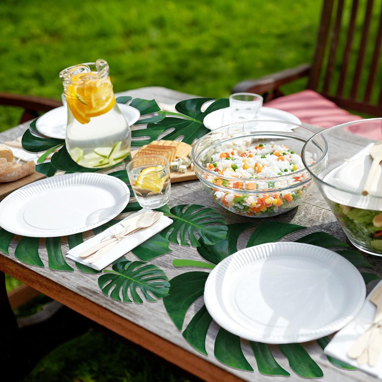 imageGeosar 200 Disposable Paper Placemats and Coasters Set Paper Woven Placemat with Coasters Outdoor Indoor for Farmhouse Rustic Dining Table Decoration Shower BirthdayPalm Leaf