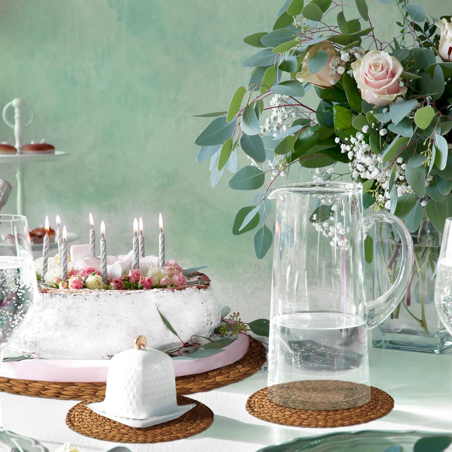 imageGeosar 200 Disposable Paper Placemats and Coasters Set Paper Woven Placemat with Coasters Outdoor Indoor for Farmhouse Rustic Dining Table Decoration Shower BirthdayWoven