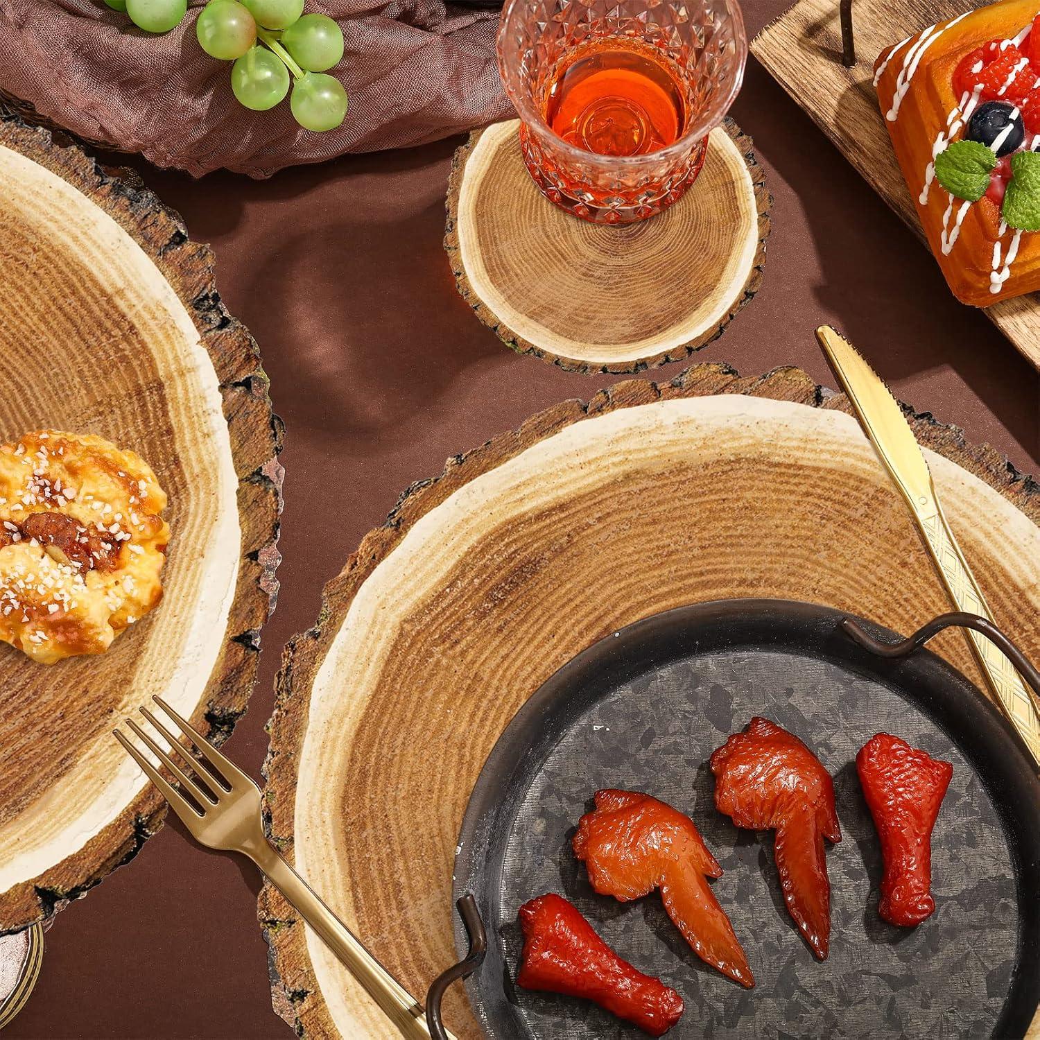 imageGeosar 200 Disposable Paper Placemats and Coasters Set Paper Woven Placemat with Coasters Outdoor Indoor for Farmhouse Rustic Dining Table Decoration Shower BirthdayWood Grain