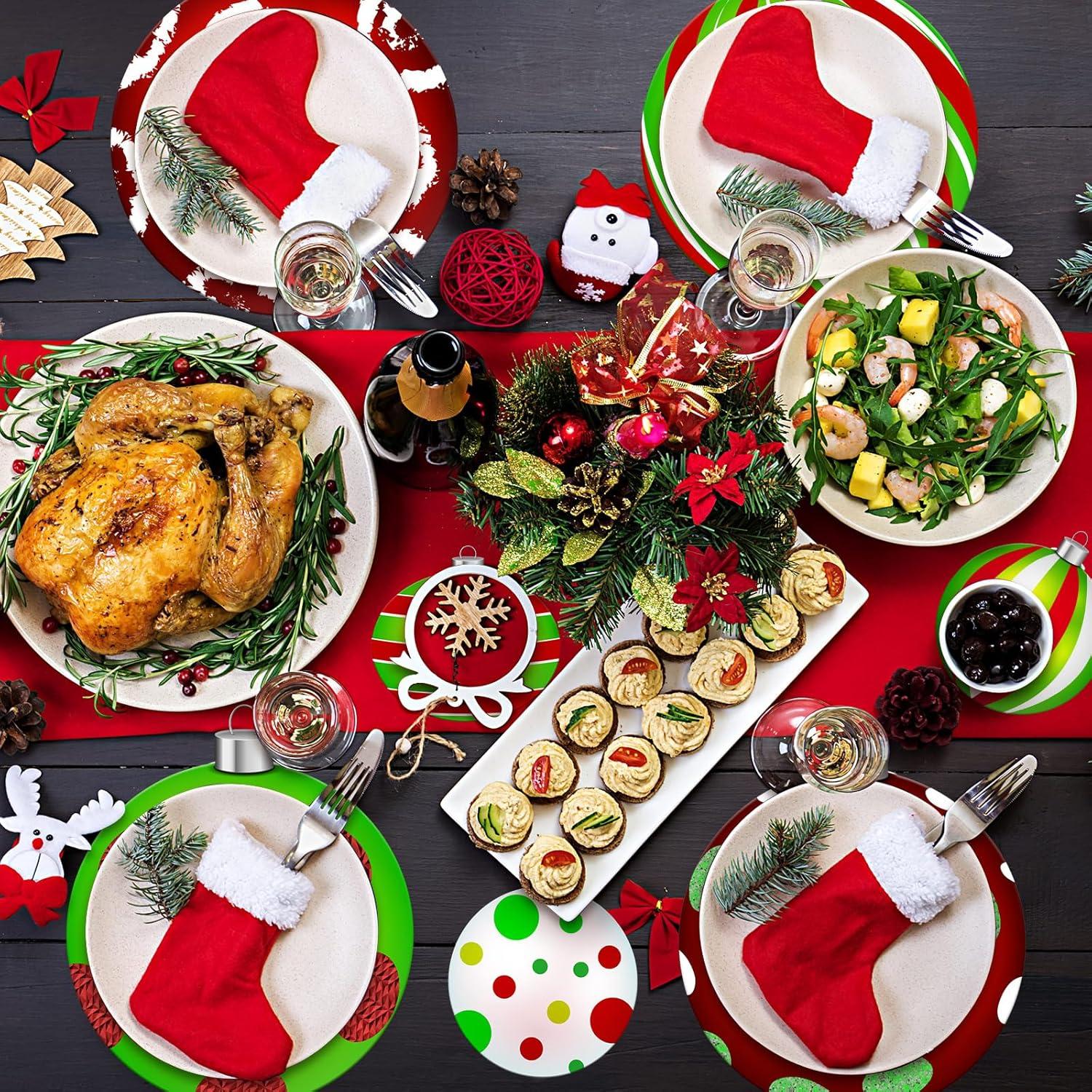 imageGeosar 200 Disposable Paper Placemats and Coasters Set Paper Woven Placemat with Coasters Outdoor Indoor for Farmhouse Rustic Dining Table Decoration Shower BirthdayGreen Elf