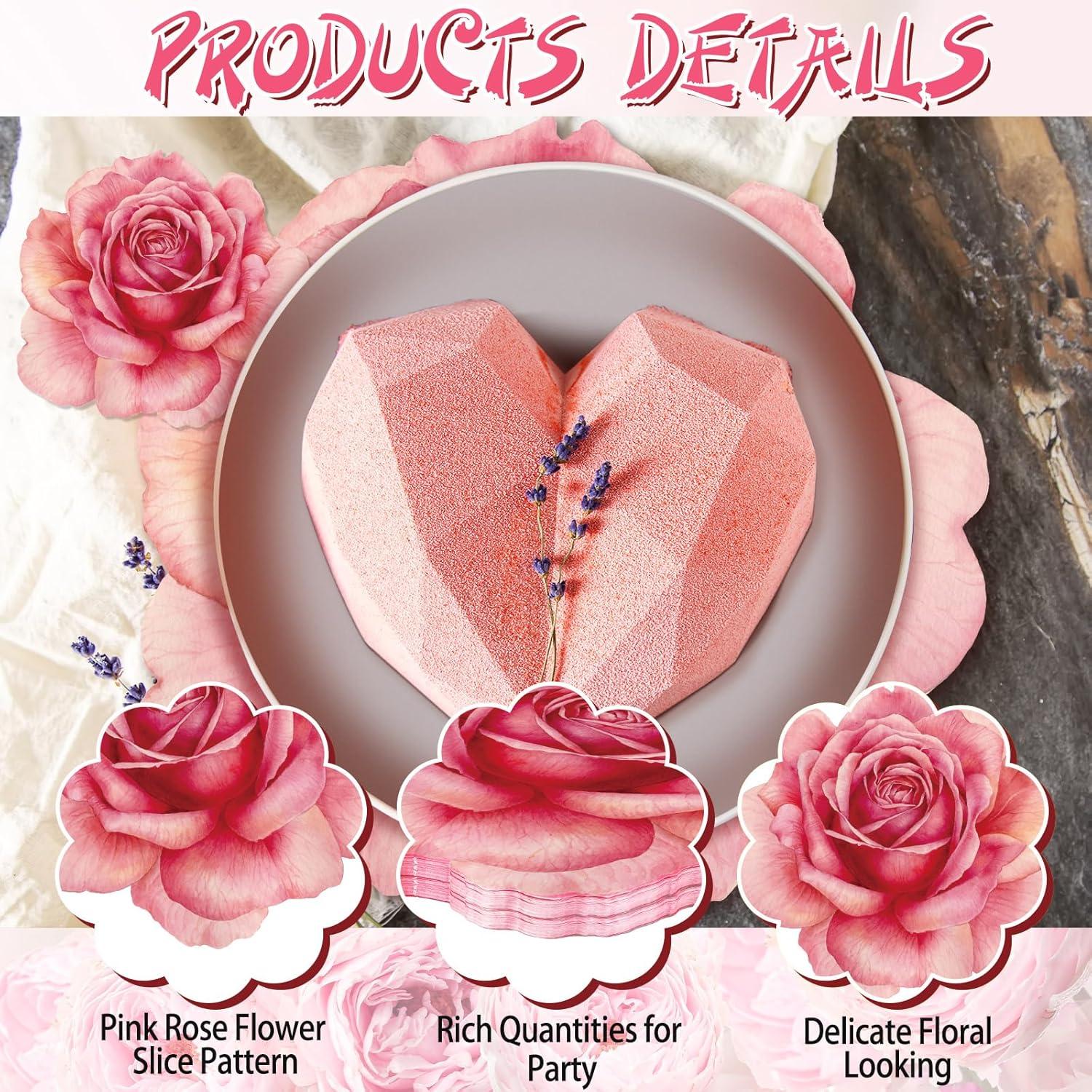 imageGeosar 200 Disposable Paper Placemats and Coasters Set Paper Woven Placemat with Coasters Outdoor Indoor for Farmhouse Rustic Dining Table Decoration Shower BirthdayRose Flower