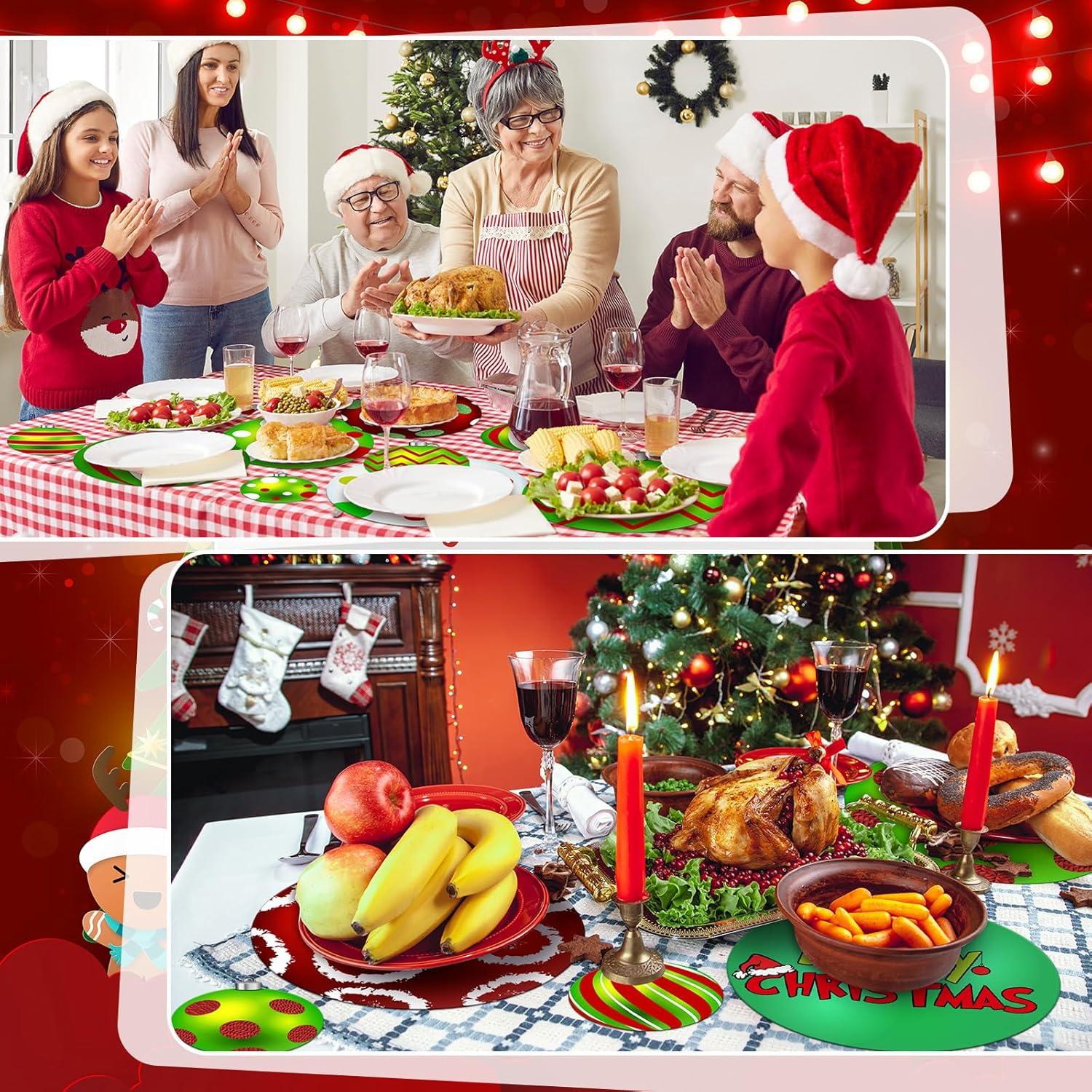 imageGeosar 200 Disposable Paper Placemats and Coasters Set Paper Woven Placemat with Coasters Outdoor Indoor for Farmhouse Rustic Dining Table Decoration Shower BirthdayGreen Elf