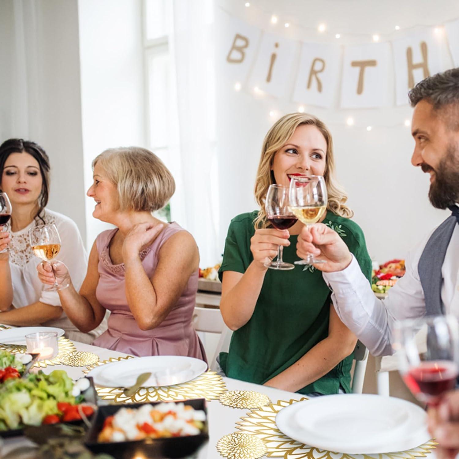 imageGeosar 200 Disposable Paper Placemats and Coasters Set Paper Woven Placemat with Coasters Outdoor Indoor for Farmhouse Rustic Dining Table Decoration Shower BirthdayGold Round