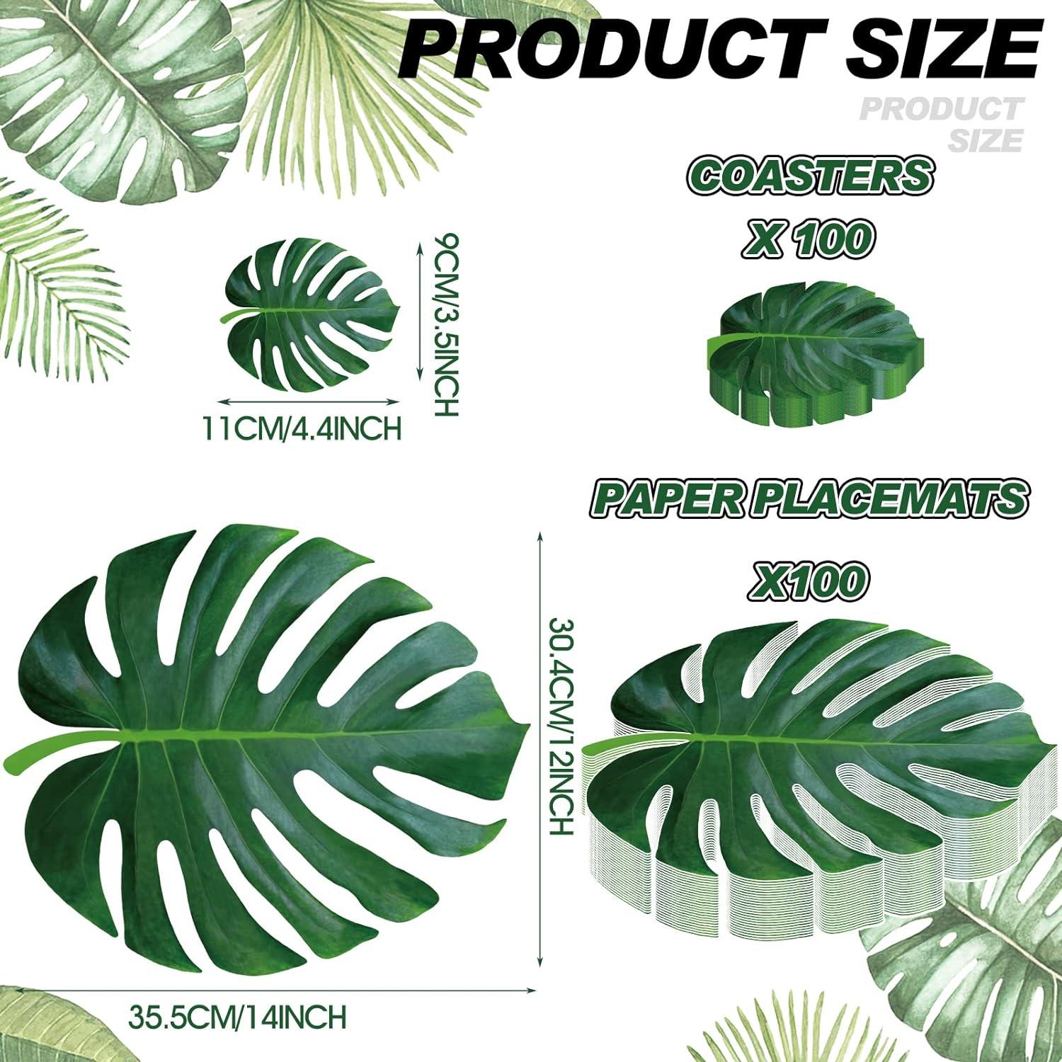 imageGeosar 200 Disposable Paper Placemats and Coasters Set Paper Woven Placemat with Coasters Outdoor Indoor for Farmhouse Rustic Dining Table Decoration Shower BirthdayPalm Leaf