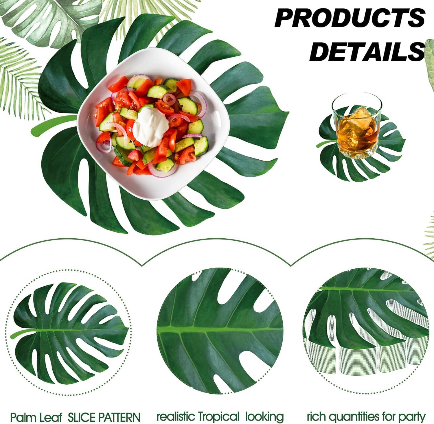 imageGeosar 200 Disposable Paper Placemats and Coasters Set Paper Woven Placemat with Coasters Outdoor Indoor for Farmhouse Rustic Dining Table Decoration Shower BirthdayPalm Leaf