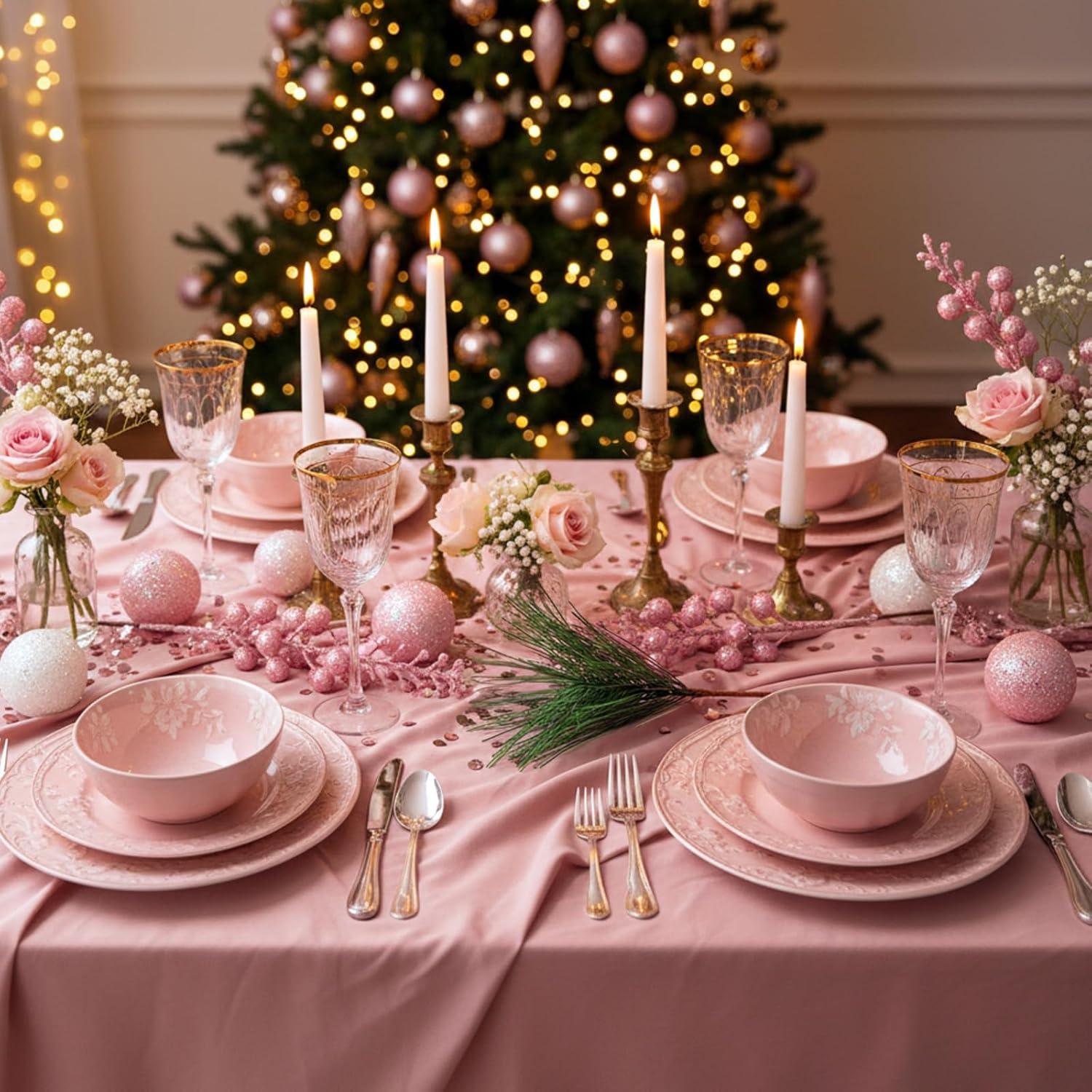 imageGeosar 24 Pieces Christmas Artificial Greenery Pine Branches Small Holly Artificial Berries Picks Bulk for Crafts Wreath Decorations Xmas Tree Party Gift for Christmas Holiday Decor RedPink