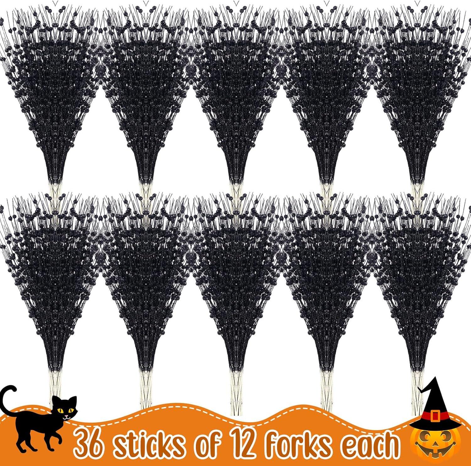 imageGeosar 30 Pcs Christmas Artificial Glitter Berry Stem Decorations 17 Inch Faux Stick Floral Pick Centerpiece Bouquet Flower Bead Twigs for Centerpiece Tree Wreath Xmas Ornaments HomeBurgundyBlack