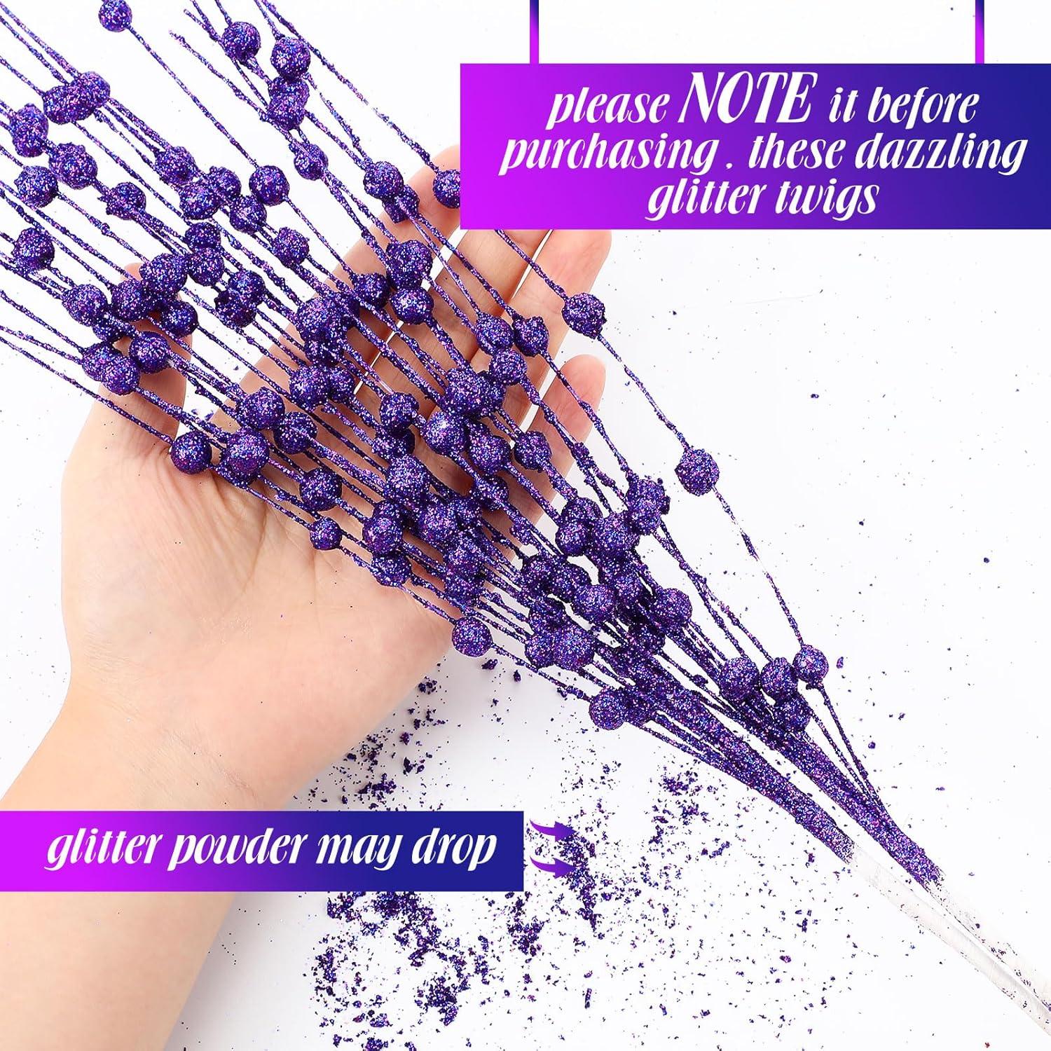 imageGeosar 30 Pcs Christmas Artificial Glitter Berry Stem Decorations 17 Inch Faux Stick Floral Pick Centerpiece Bouquet Flower Bead Twigs for Centerpiece Tree Wreath Xmas Ornaments HomeBurgundyPurple