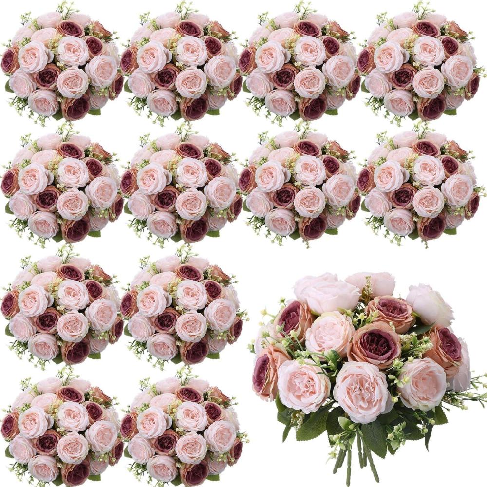 imageGeosar 16 Bundles Artificial Peonies Flowers Fake Silk Peony Bouquet Faux Peonies Flowers Bulk for Decoration Vase Floral Arrangements Wedding Party Table Dusty PinkDusty RoseDusty Rose