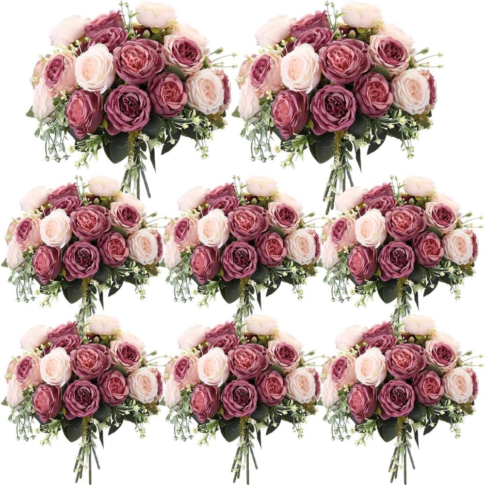 imageGeosar 16 Bundles Artificial Peonies Flowers Fake Silk Peony Bouquet Faux Peonies Flowers Bulk for Decoration Vase Floral Arrangements Wedding Party Table Dusty PinkDusty RoseDusty Pink  Dusty Rose