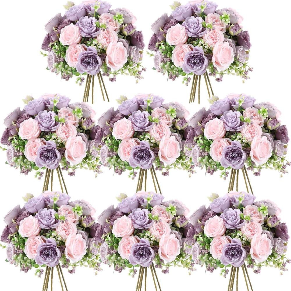 imageGeosar 16 Bundles Artificial Peonies Flowers Fake Silk Peony Bouquet Faux Peonies Flowers Bulk for Decoration Vase Floral Arrangements Wedding Party Table Dusty PinkDusty RoseGray Purple  Light Purple