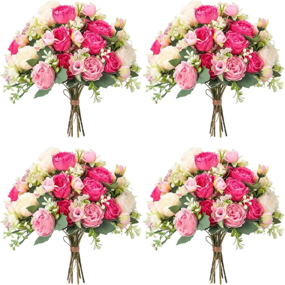 imageGeosar 16 Bundles Artificial Peonies Flowers Fake Silk Peony Bouquet Faux Peonies Flowers Bulk for Decoration Vase Floral Arrangements Wedding Party Table Dusty PinkDusty RoseBright Color