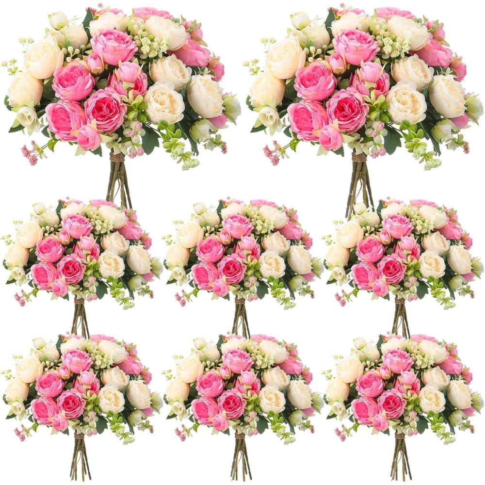imageGeosar 16 Bundles Artificial Peonies Flowers Fake Silk Peony Bouquet Faux Peonies Flowers Bulk for Decoration Vase Floral Arrangements Wedding Party Table Dusty PinkDusty RosePink  Champagne