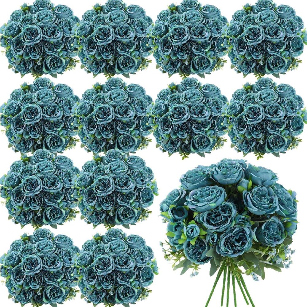 imageGeosar 16 Bundles Artificial Peonies Flowers Fake Silk Peony Bouquet Faux Peonies Flowers Bulk for Decoration Vase Floral Arrangements Wedding Party Table Dusty PinkDusty RoseTeal