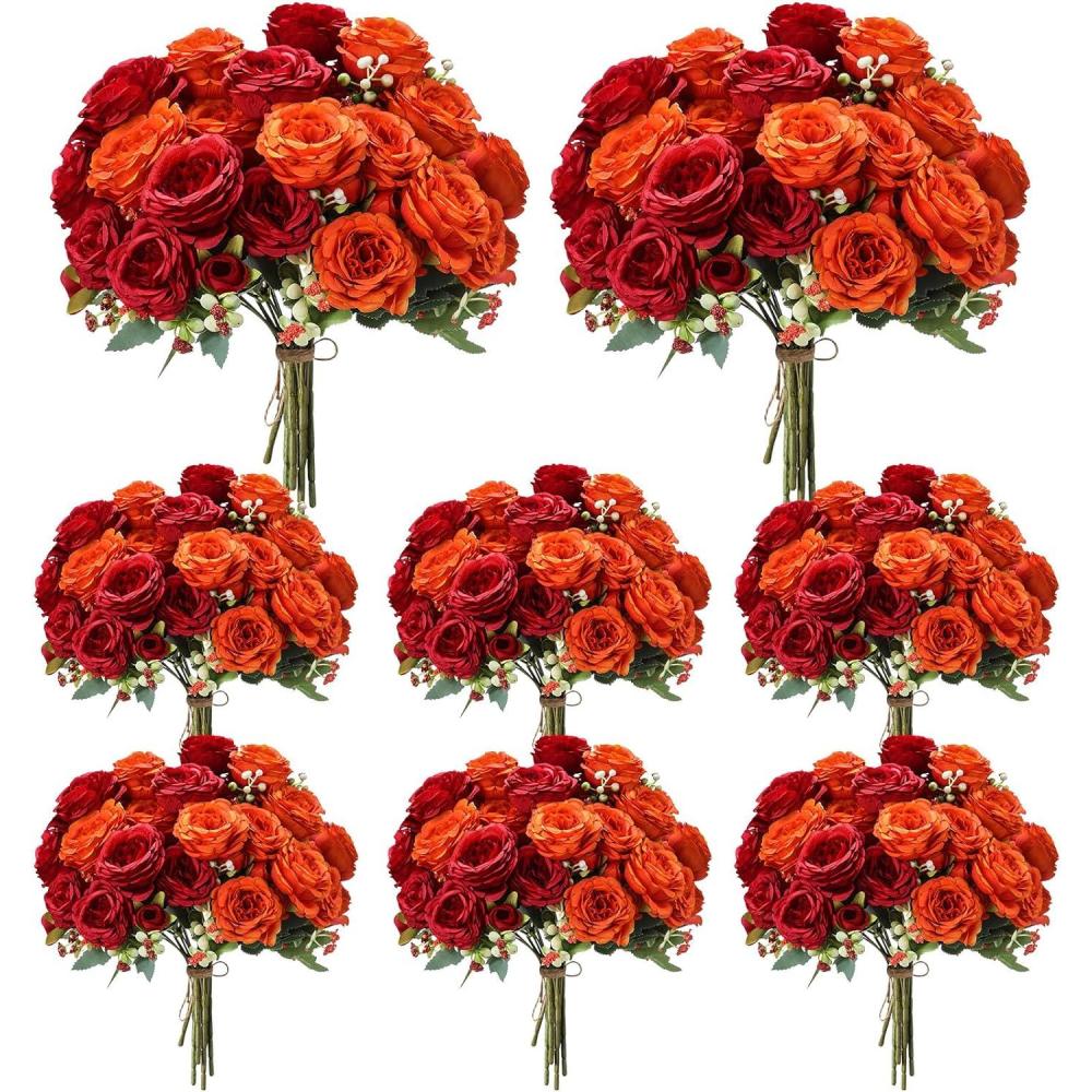 imageGeosar 16 Bundles Artificial Peonies Flowers Fake Silk Peony Bouquet Faux Peonies Flowers Bulk for Decoration Vase Floral Arrangements Wedding Party Table Dusty PinkDusty RoseOrange  Deep Red