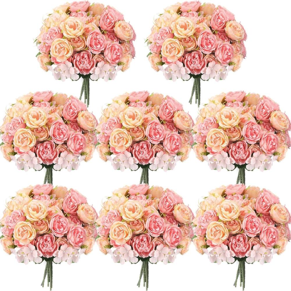 imageGeosar 16 Bundles Artificial Peonies Flowers Fake Silk Peony Bouquet Faux Peonies Flowers Bulk for Decoration Vase Floral Arrangements Wedding Party Table Dusty PinkDusty RosePink  Yellow