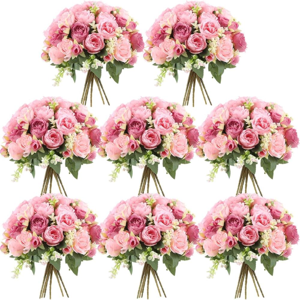 imageGeosar 16 Bundles Artificial Peonies Flowers Fake Silk Peony Bouquet Faux Peonies Flowers Bulk for Decoration Vase Floral Arrangements Wedding Party Table Dusty PinkDusty RoseRusset Red  Light Pink
