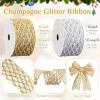 imageGeosar 20 Yards Gold Glitter Mesh Wired Ribbon for Christmas Tree Decorations Gift Wrapping DIY Craft Xmas Wreaths Cabinet Decor 15 InchGold  Silver