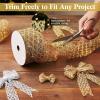 imageGeosar 20 Yards Gold Glitter Mesh Wired Ribbon for Christmas Tree Decorations Gift Wrapping DIY Craft Xmas Wreaths Cabinet Decor 15 InchGold  Silver