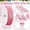 imageGeosar 20 Yards Gold Glitter Mesh Wired Ribbon for Christmas Tree Decorations Gift Wrapping DIY Craft Xmas Wreaths Cabinet Decor 15 InchPink