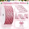 imageGeosar 20 Yards Gold Glitter Mesh Wired Ribbon for Christmas Tree Decorations Gift Wrapping DIY Craft Xmas Wreaths Cabinet Decor 15 InchPink